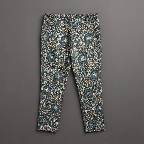 J. Crew Factory Floral Printed Crop Stretch Ankle Skimmer Pants H5628 - Size 2 - Picture 1 of 4